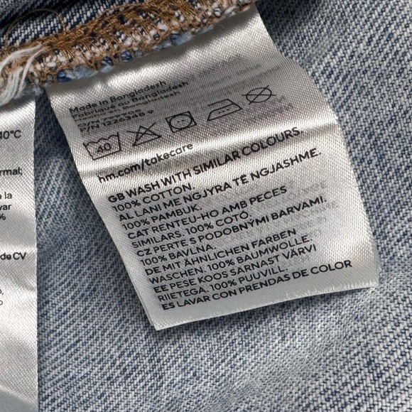 H&M Blue Heart Print Denim Jacket & Paper Bag Skirt Set Girls Size 7 Kids - Picture 6 of 8